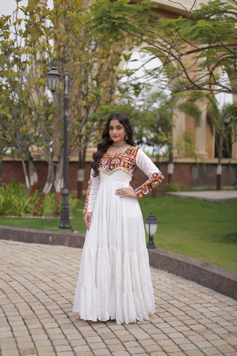 Lw 9355 Rayon With Gamthi Embroidered Work Navratri Gown Collections